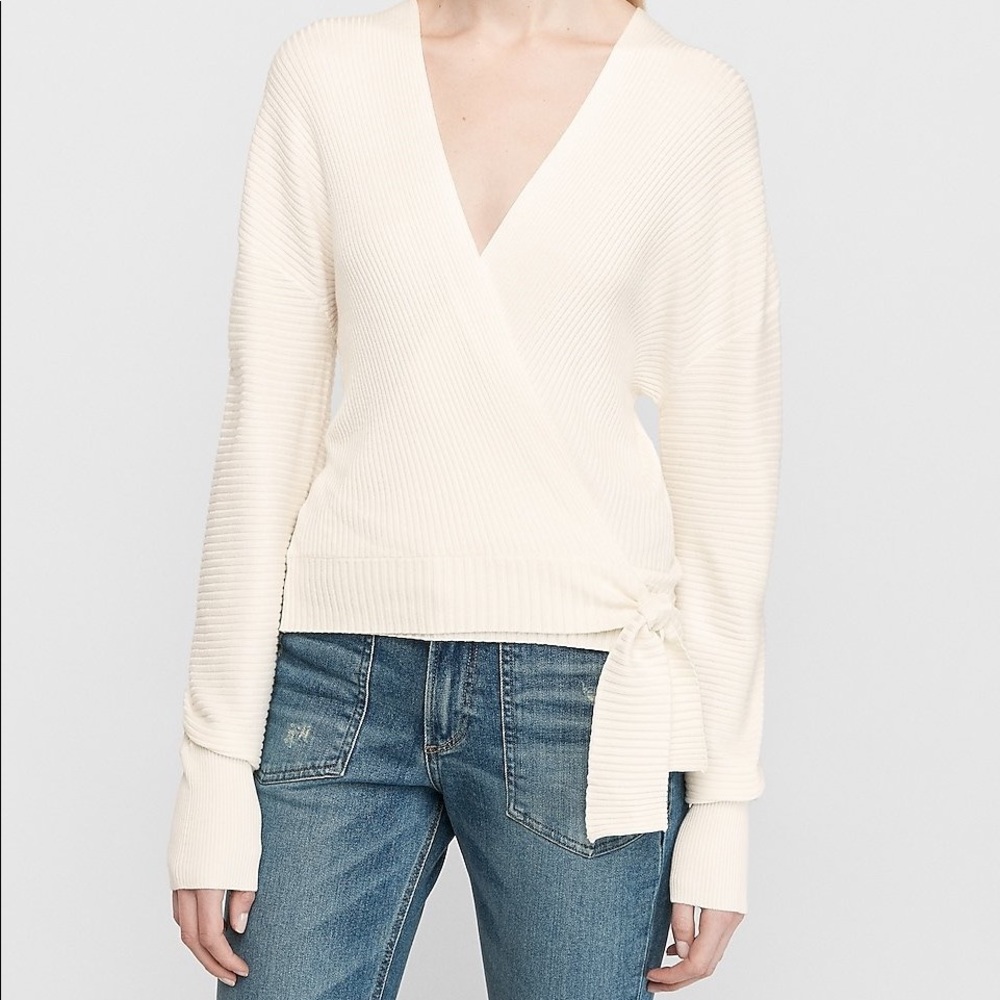 Express Medium Wrap Front Side Tie Sweater